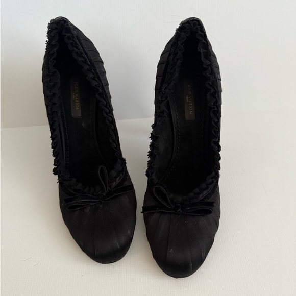 Black Satin Louis Vuitton Heels - Picture 1 of 4